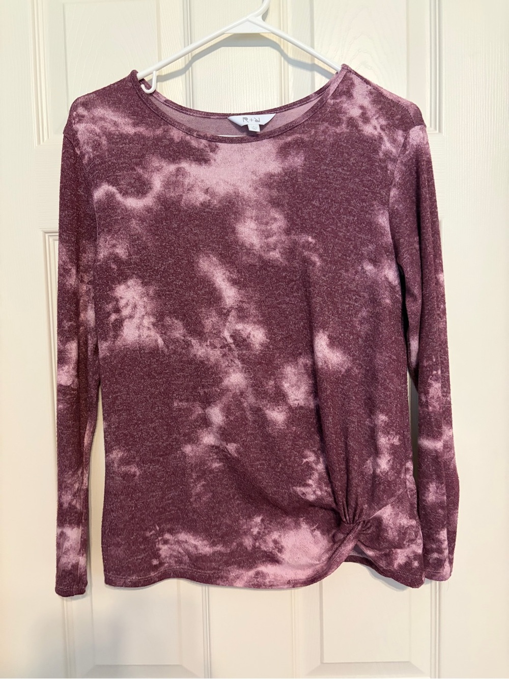 Rumi and Ryder purple tie-dye long sleeve tee with side knot - Size L (12-14)